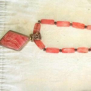 Strawberry quartz necklace & Rhodacrosite pendant